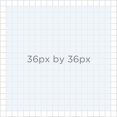 36px by 36px is the area where the visible part of the Logo should fit