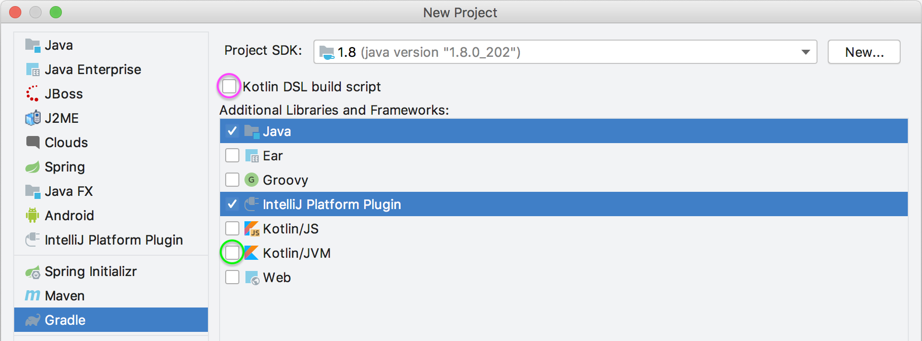 Select Gradle in the Project Creation Wizard